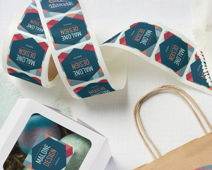 Etiketter med mjuka hörn i olika storlekar